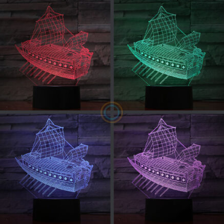 Old Sailboat Desk Lamp Illusion Night Light