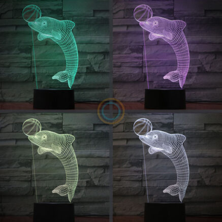 Aquarium Dolphin Night Light Playing with Ball RGB Colors