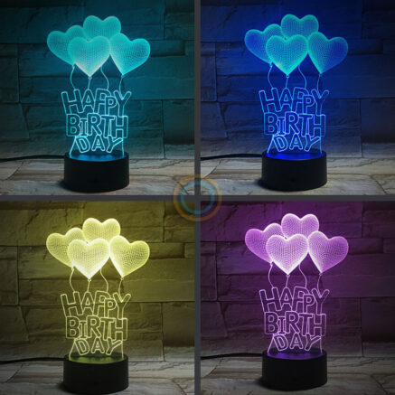 Birthday Present Letter Art Hearts Night Light