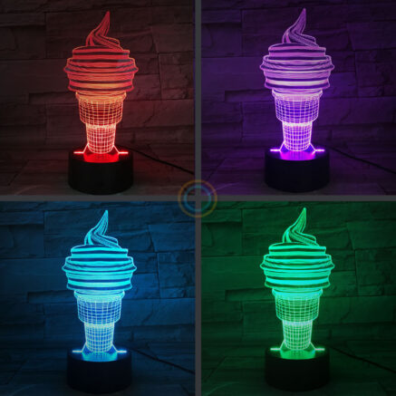 Cone Ice Cream Table Sign Light RGB