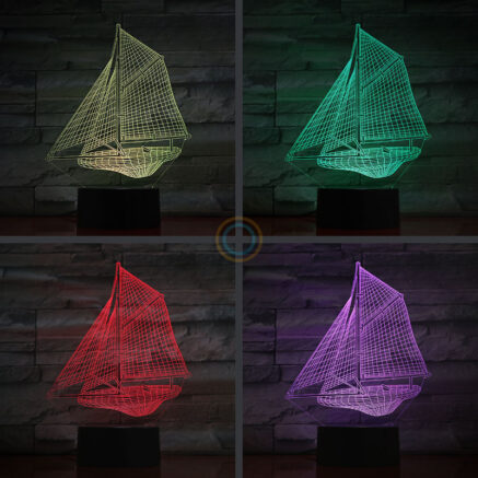 Cutter Sail Boat Night Light Desk Lamp
