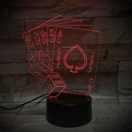 Desk Lamp Dice and Royal Flush Poker Cards