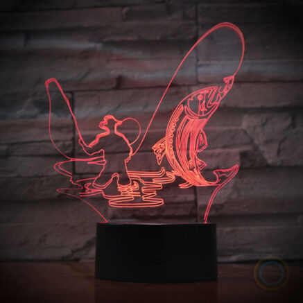 Fisherman Night Light Fly Fish Desk Lamp