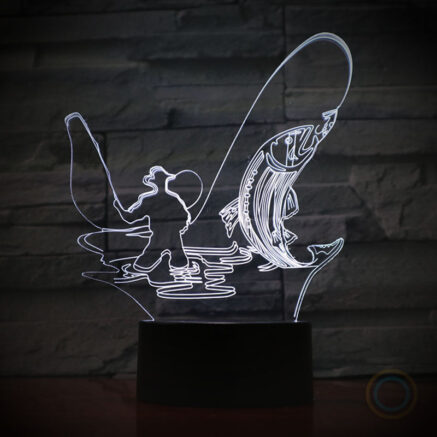 Fisherman Night Light Fly Fish Desk Lamp