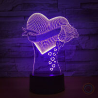 Heart and Rose Desk Lamp Romantic Present