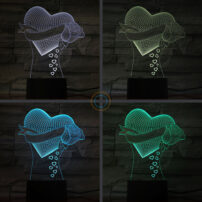 Heart and Rose Desk Lamp Romantic Present