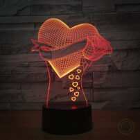 Heart and Rose Desk Lamp Romantic Present