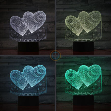 LED Hearts Night Light Romantic Desk Lamp