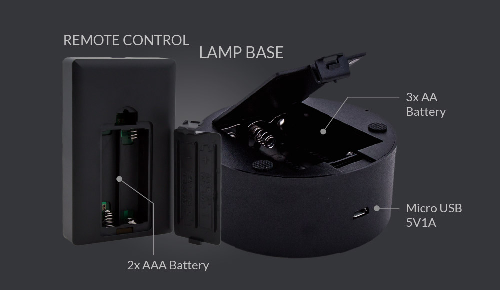 Classic RGB Lamp Base use DC and Battery Powers
