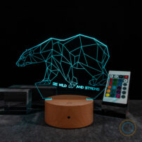 Grizzly Bear Lamp LED Cyan Color Wild Bear Light