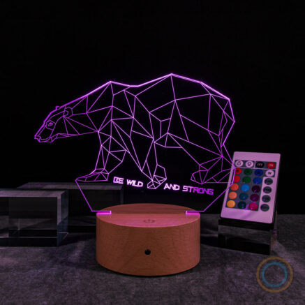 Grizzly Bear Lamp Wild Bear LED Purple Light Color