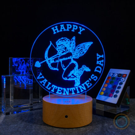 Romantic Cupid Desk Lamp Blue Color Happy Valentine's Day