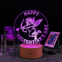 Romantic Cupid Desk Lamp Purple Pink Color Happy Valentine's Day
