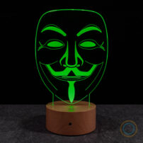 Anonymous Mask Lamp Green Color Guy Fawkes LED Light