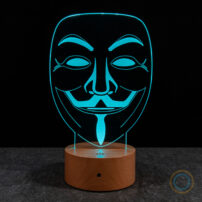 Anonymous Mask Lamp Light-Blue Color Guy Fawkes LED Light