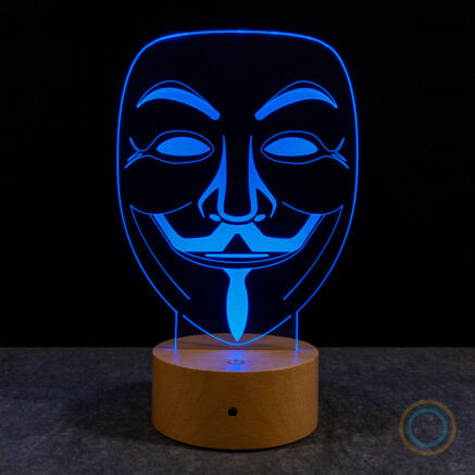 Anonymous Mask Lamp Blue Color Guy Fawkes LED Light