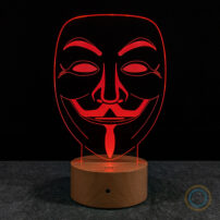 Anonymous Mask Lamp Red Color Guy Fawkes LED Light