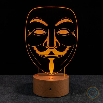 Anonymous Mask Lamp Warm Color Guy Fawkes LED Light