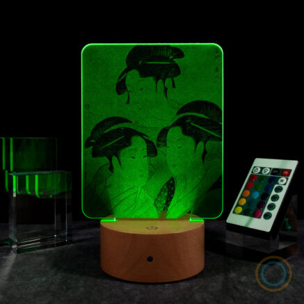 Japanese Ukiyo-e Desk Lamp Green LED Base