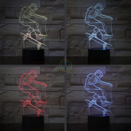 Remote Touch Lamp Skateboarder Night Light