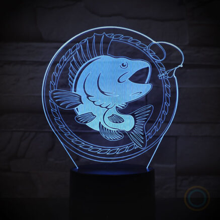 Round Acrylic LED Fishing Trophy Souvenir Lamp