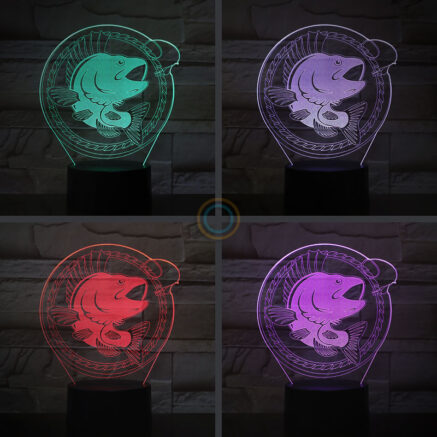Round Acrylic LED Fishing Trophy Souvenir Lamp