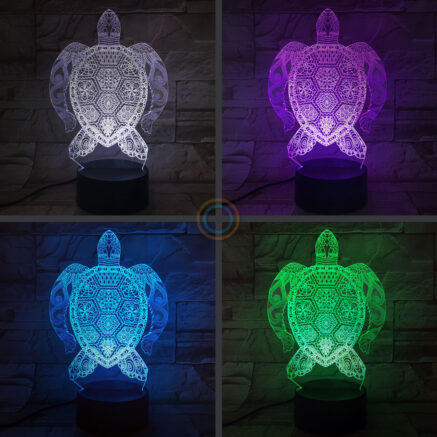 Zentangle Sea Turtle LED Light Acrylic Lamp RGB Colors